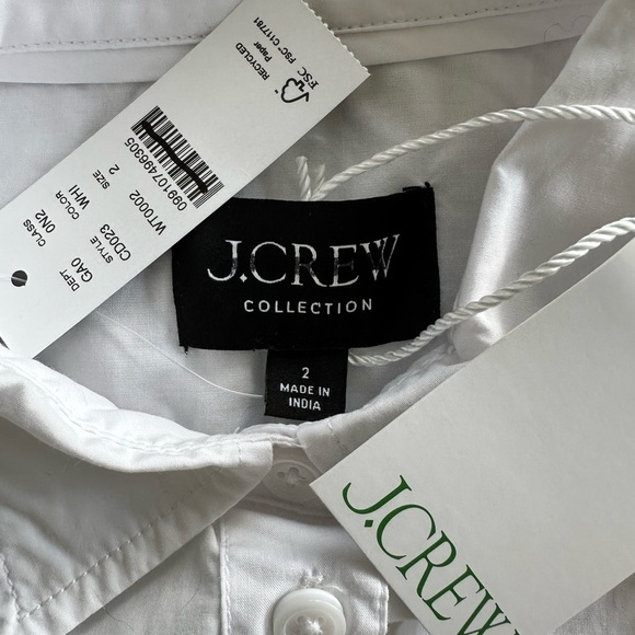 NEW J. CREW Collection embellished button-up shirt White Tonal Floral Size 2 - Picture 6 of 9